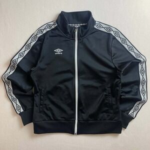 VTG Umbro Soccer Track Jacket Womens Small Full Zip Taped Logo Sleeve‎ Mock Neck
